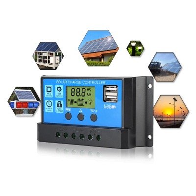 Controler panou solar fotovoltaic PWM 30A, 12V/24V, 2X port USB