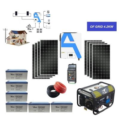 Sistem energie solară pentru acasă OFF GRID Hibrid 4.2 kW, baterie cu gel și generator de curent