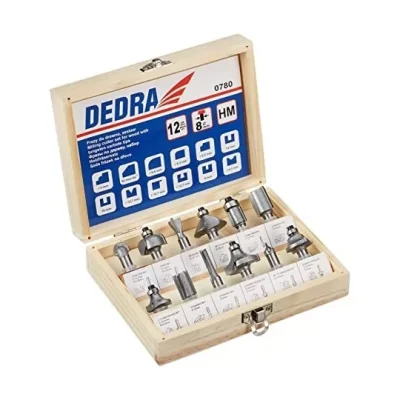 ded0780 set format din 12 freze pentru lemn cu tija de prindere 8 mm dedra