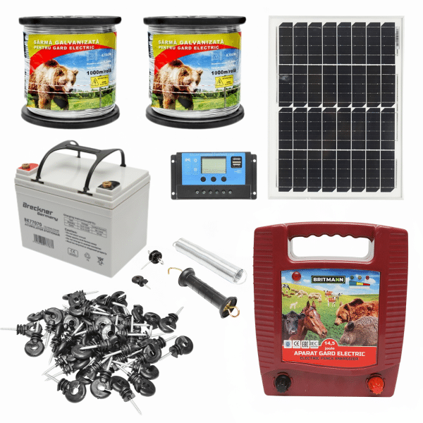 Copie a Kit complet Gard electric cu panou solar 14.5 J, randament 160km